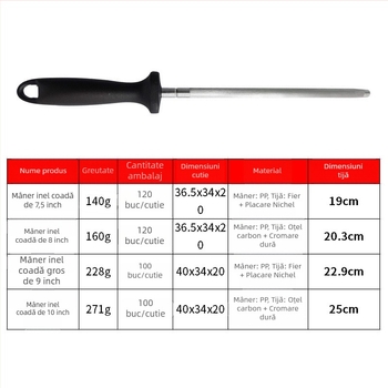 Bară de ascuțit manuală cu mâner în formă de inel, duritate înaltă, instrument profesional cu granulație diamantată pentru ascuțirea cuțitelor, portabil