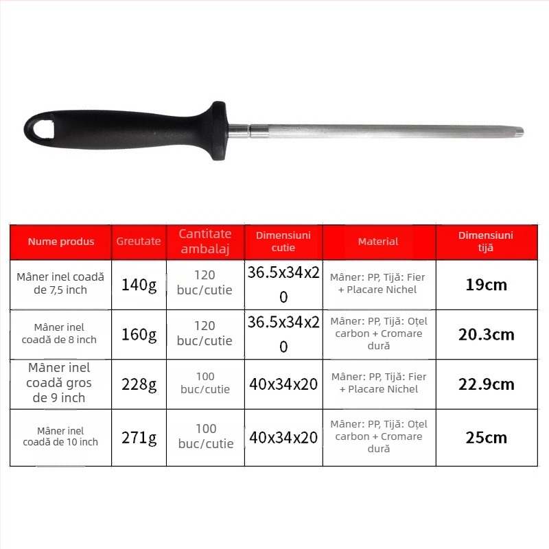 Bară de ascuțit manuală cu mâner în formă de inel, duritate înaltă, instrument profesional cu granulație diamantată pentru ascuțirea cuțitelor, portabil