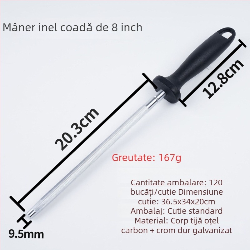 Bară de ascuțit manuală cu mâner în formă de inel, duritate înaltă, instrument profesional cu granulație diamantată pentru ascuțirea cuțitelor, portabil