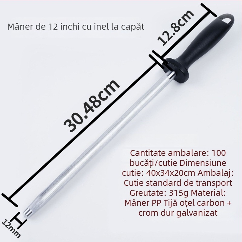 Bară de ascuțit manuală cu mâner în formă de inel, duritate înaltă, instrument profesional cu granulație diamantată pentru ascuțirea cuțitelor, portabil