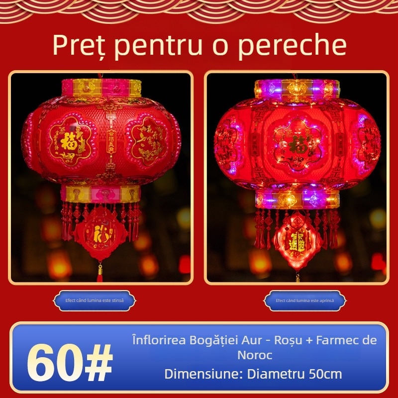 Lanterne rotative cu lumânări pentru intrare – pereche de lanterne colorate cu semne de noroc pentru Festivalul de Primăvară, balcon sau nuntă