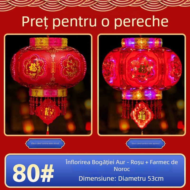 Lanterne rotative cu lumânări pentru intrare – pereche de lanterne colorate cu semne de noroc pentru Festivalul de Primăvară, balcon sau nuntă
