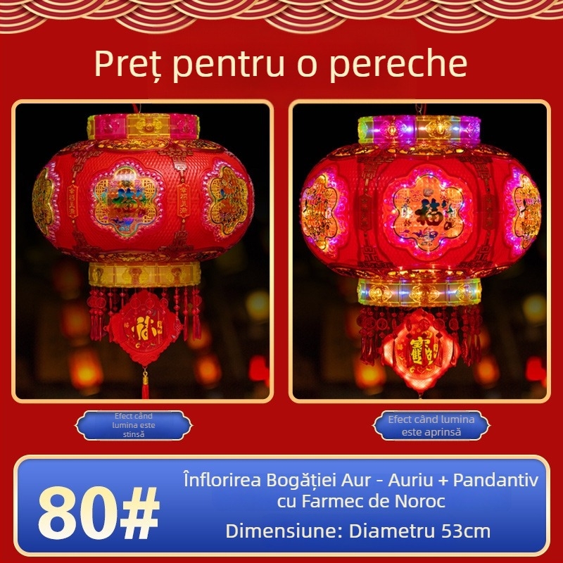 Lanterne rotative cu lumânări pentru intrare – pereche de lanterne colorate cu semne de noroc pentru Festivalul de Primăvară, balcon sau nuntă