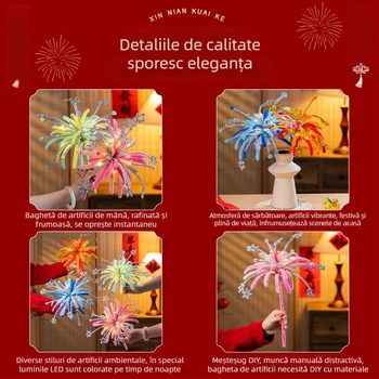 Bețișoare luminoase, lucrate manual, decor DIY de Anul Nou, buchete ornamentale luminoase pentru copii