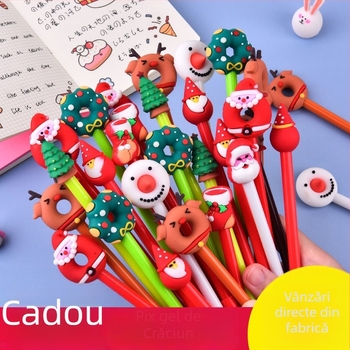 Set de 20 pixuri gel cu personaje de Crăciun, cu rezerve de cerneală înlocuibile, pentru învățare și scriere creativă