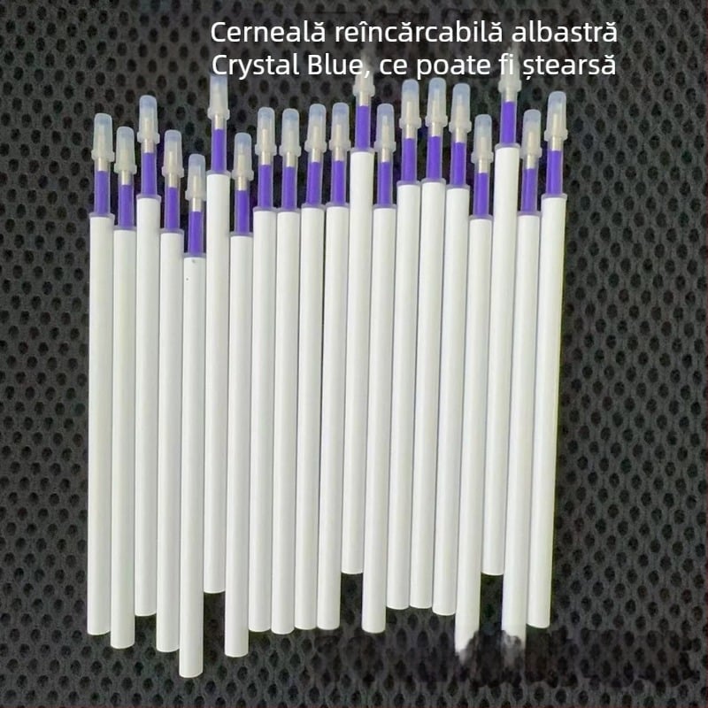 Refill 11 cm pentru scriere cu șters prin frecare, cerneală albastră 0,5 mm, pentru pixuri gel