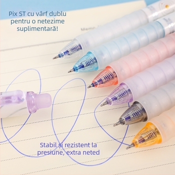 Pix cu cerneală de apă, cu funcție de șters, pentru elevii de școală primară, 0,5 m corp albastru cristal, gumă de șters neagră
