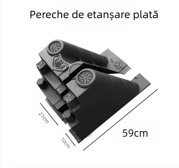 Țiglă decorativă din plastic, 59 cm, pentru streșini, fără ramă, imitatie antică în stil chinezesc nou