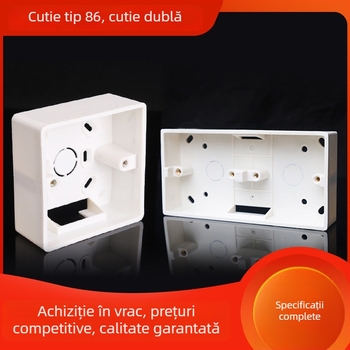 Cutie din PVC pentru cabluri, deschisă, pentru întrerupător și priză, montaj pe suprafață, cutie dublă deschisă cu canal pentru cabluri