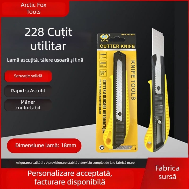 Cuțit utilitar cu dinți fini, mare, anti-alunecare, lamă neagră pentru tapet, unealtă ultra-ascuțită