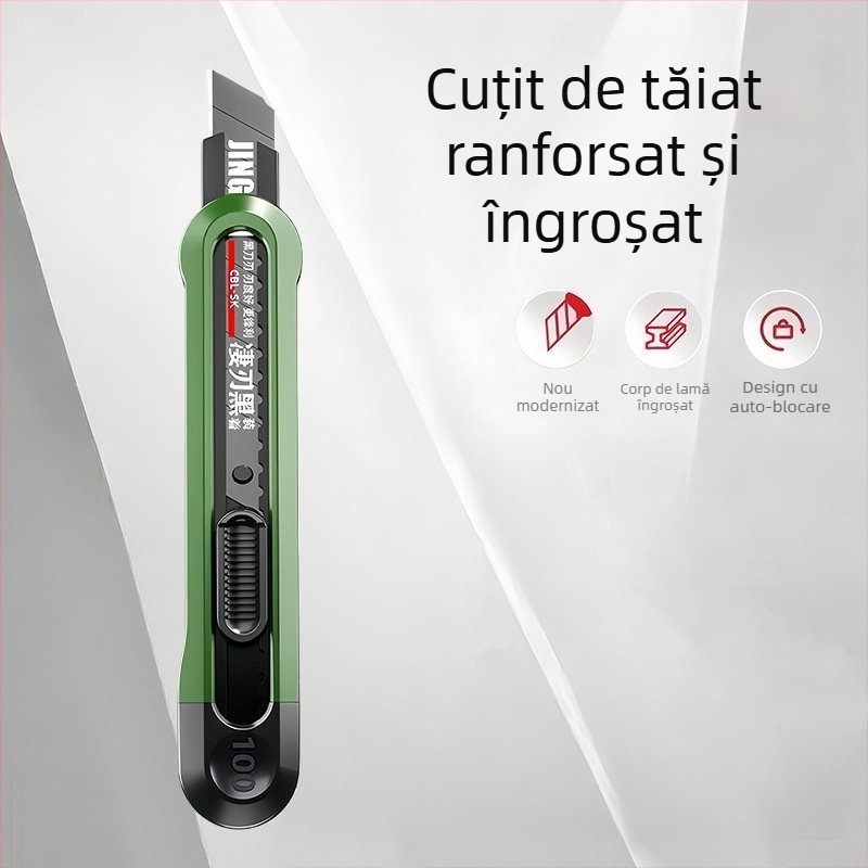 Cuțit utilitar rezistent, multifuncțional pentru tapet, din oțel carbon industrial, tăietor de hârtie și deschizător mare de cutii