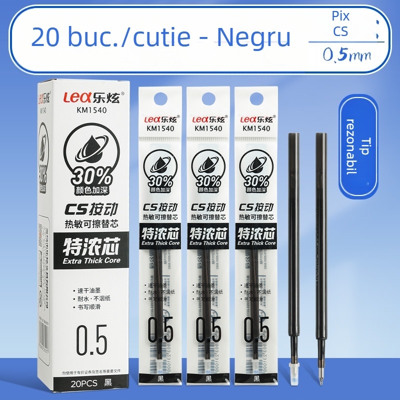 Le Xuan refil gel ștergător termic pentru stiloul CS, 0,5 mm, albastru cristal, cutie cu 20 de bucăți
