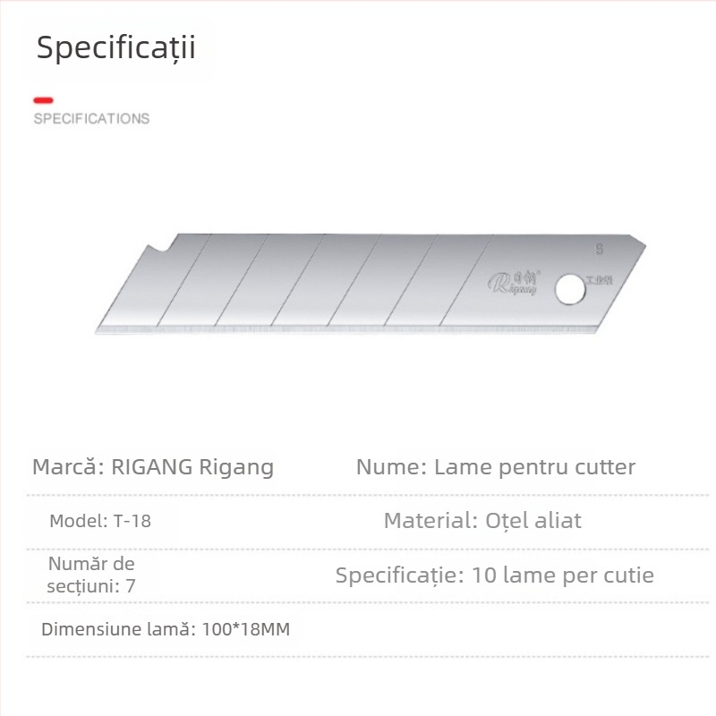 Lama pentru cutter din oțel japonez T-18, oțel carbon, 0.45 × 18 × 100 mm