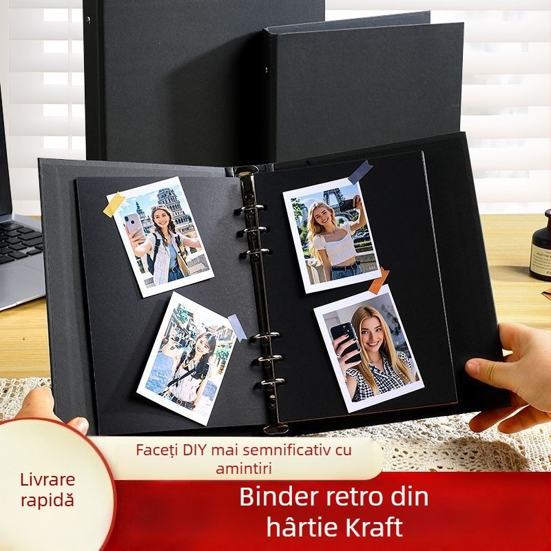 Album foto cu foi detașabile, jurnal de amintiri pentru colegi, album din hârtie kraft cu desen realizat manual, suvenir de absolvire a clasei a VI-a