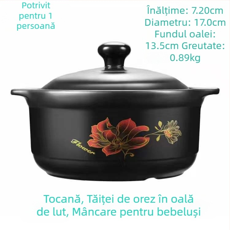 Oală ceramică pentru foc deschis, rezistentă la temperaturi înalte, oală de supă cu capacitate mare