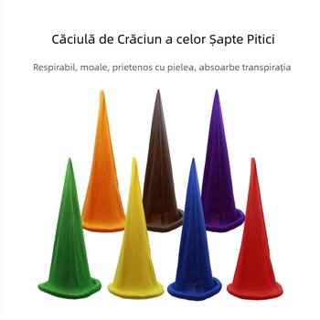 Pălării de Crăciun ale celor șapte pitici – accesorii colorate pentru petreceri și fotografii (roșu, galben, albastru, verde, portocaliu, mov, maro)