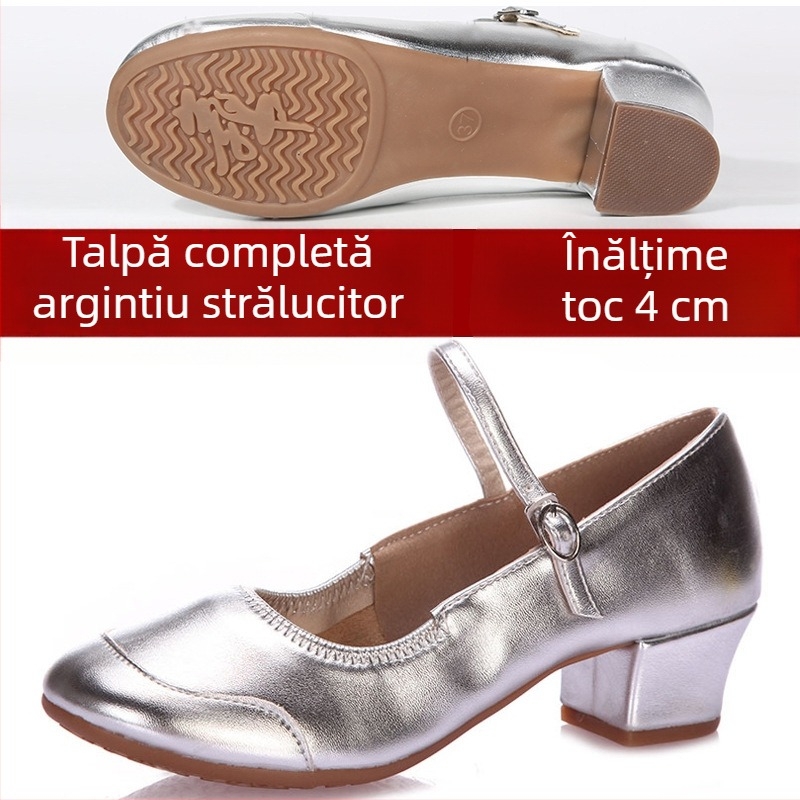 Pantofi de dans pentru femei, talpă moale, noi pentru toate anotimpurile, pantofi de dans pătrați cu toc mediu, pantofi de practică pentru profesori, pantofi de dans social marin