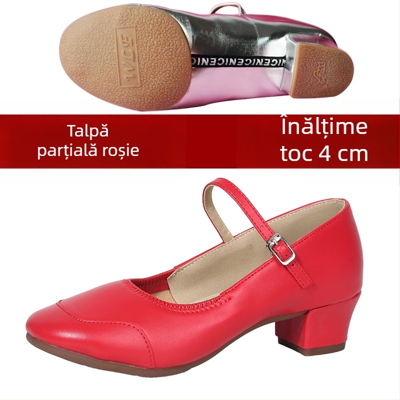 Pantofi de dans pentru femei, talpă moale, noi pentru toate anotimpurile, pantofi de dans pătrați cu toc mediu, pantofi de practică pentru profesori, pantofi de dans social marin