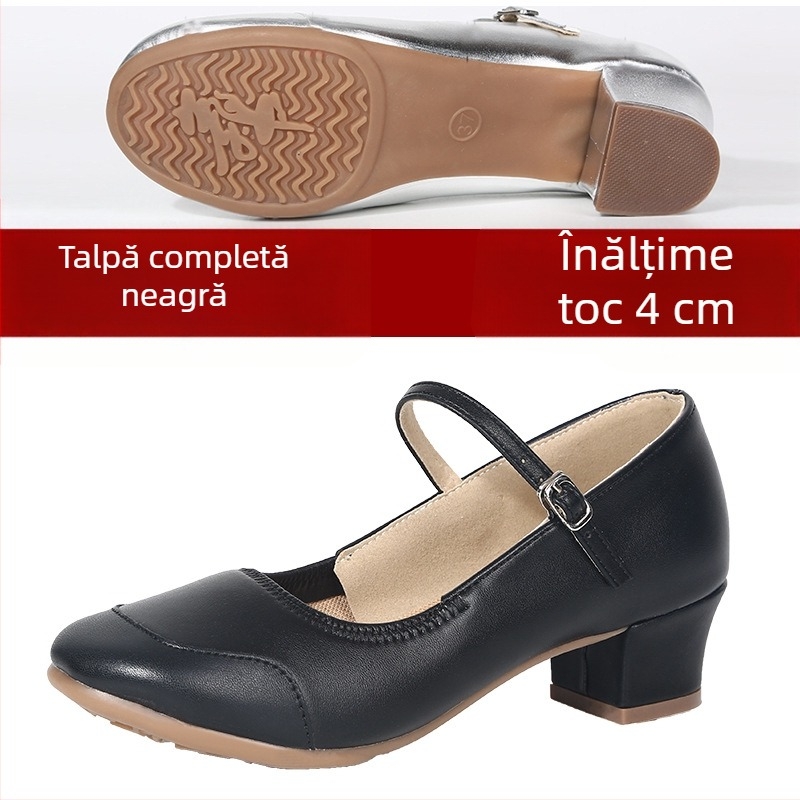 Pantofi de dans pentru femei, talpă moale, noi pentru toate anotimpurile, pantofi de dans pătrați cu toc mediu, pantofi de practică pentru profesori, pantofi de dans social marin