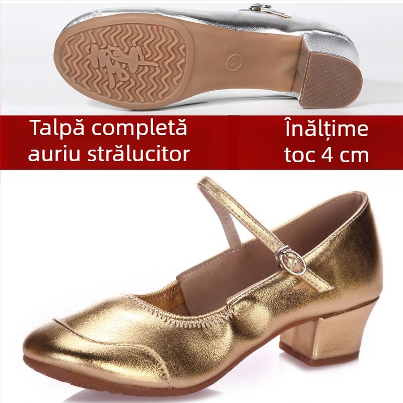 Pantofi de dans pentru femei, talpă moale, noi pentru toate anotimpurile, pantofi de dans pătrați cu toc mediu, pantofi de practică pentru profesori, pantofi de dans social marin