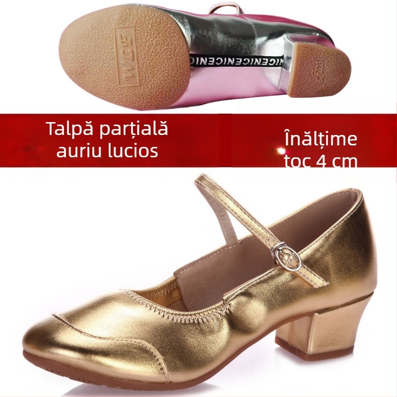 Pantofi de dans pentru femei, talpă moale, noi pentru toate anotimpurile, pantofi de dans pătrați cu toc mediu, pantofi de practică pentru profesori, pantofi de dans social marin