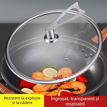 Capac de oală din sticlă temperată, rotund, transparent, pentru oale din oțel inoxidabil, pentru uz casnic