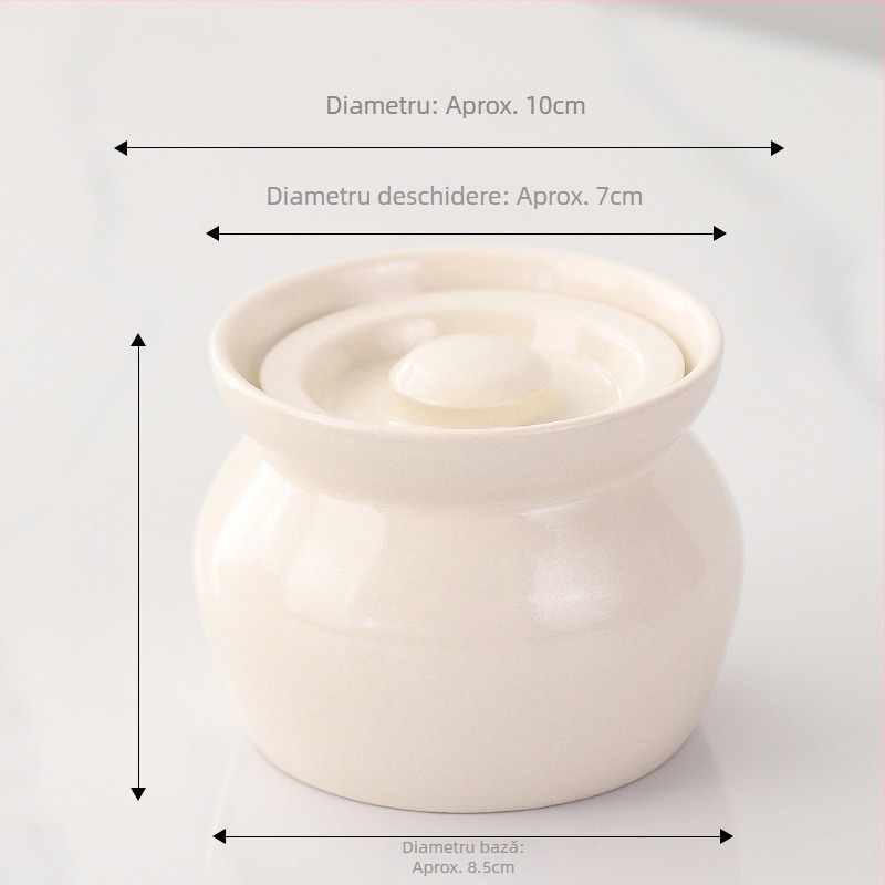 Oală ceramică cu capac pentru uz casnic, potrivită pentru aburirea ouălor și budincă de ou, vas mic din ceramică pentru supe