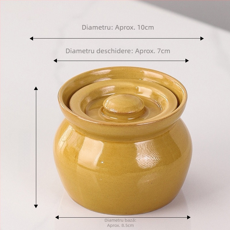 Oală ceramică cu capac pentru uz casnic, potrivită pentru aburirea ouălor și budincă de ou, vas mic din ceramică pentru supe