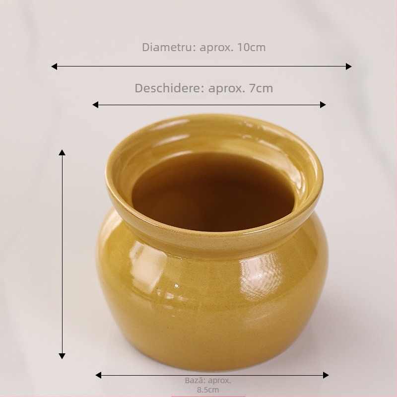Oală ceramică cu capac pentru uz casnic, potrivită pentru aburirea ouălor și budincă de ou, vas mic din ceramică pentru supe
