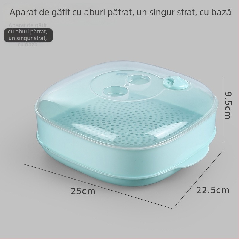 Cutie cu aburi pentru microunde, cu capac — tavă multistrat pentru aburi, pentru chifle, mâncăruri și mese