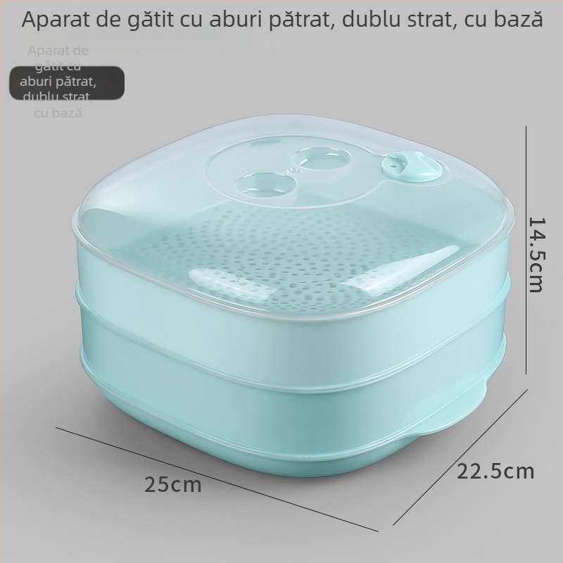 Cutie cu aburi pentru microunde, cu capac — tavă multistrat pentru aburi, pentru chifle, mâncăruri și mese