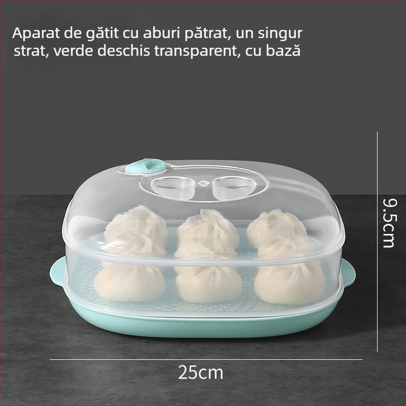 Cutie cu aburi pentru microunde, cu capac — tavă multistrat pentru aburi, pentru chifle, mâncăruri și mese