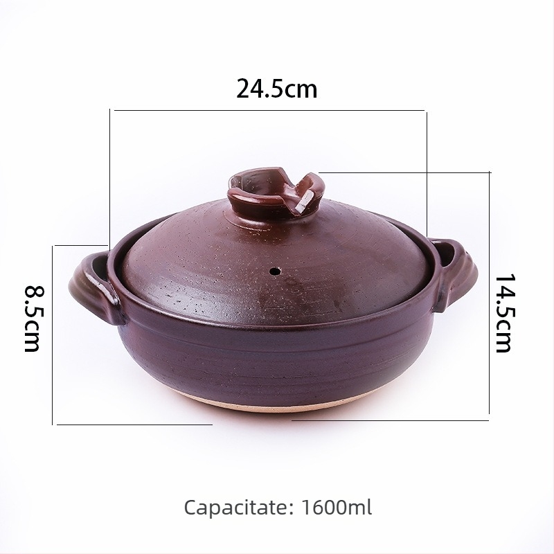 Caserolă din lut în stil japonez pentru supe și tocană, oală de bucătărie cu capac, potrivită pentru plită cu gaz, rezistentă la temperaturi înalte