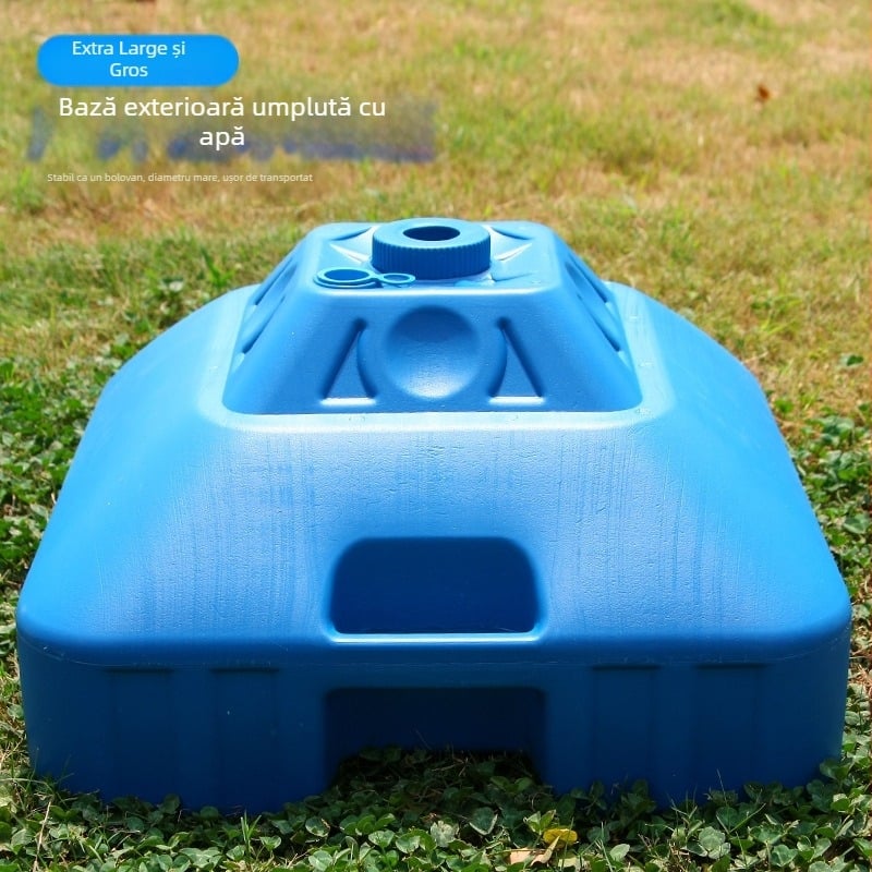 Umbrelă de soare pentru exterior, mare, cu bază umplută cu apă și suport din plastic