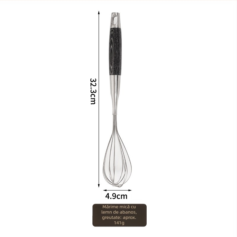 Tel de ouă din oțel inoxidabil 304, mâner din rosewood – unelte manuale pentru amestec în bucătărie