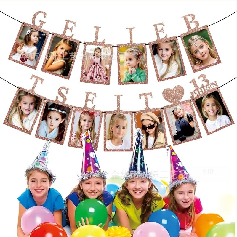 Banner cu ramă foto, steaguri triunghiulare multicolore, 6 inch – decor pentru petrecerea de majorat