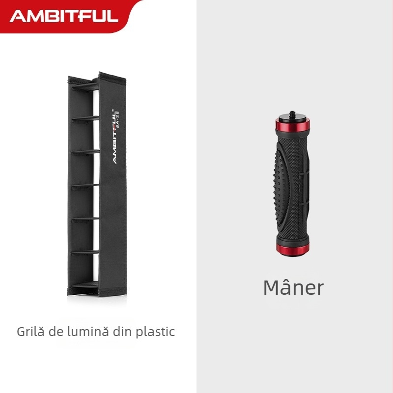 Ambitful A2 Lampă cu tijă, grilă pentru controlul luminii, difuzor foto portabil, montaj rapid, compatibil Godox Nanguang 6C