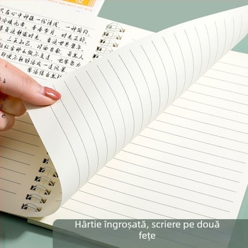 Caiet spiral cu design elegant pentru studenți, jurnal de literatură și artă, format A5/B5, pagini mai groase