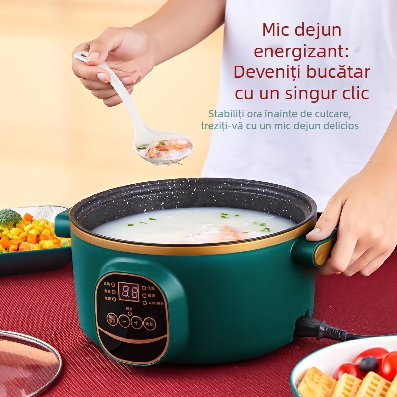 Wok electric și oală, cu două funcții, integrat, 2-3 L, 801-1000 W, afișaj LCD inteligent, temporizator, reglaj temperatură, protecție la uscare, diametru 22-28 cm