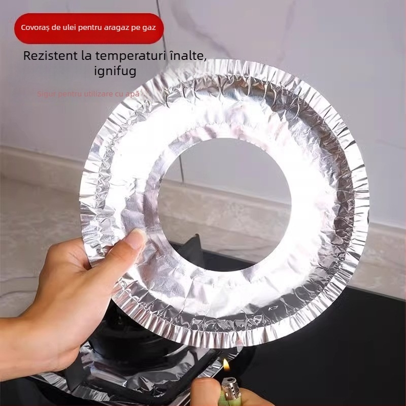 Covoraș protector din folie de aluminiu pentru aragaz, rezistent la ulei, capac circular pentru plita de bucătărie
