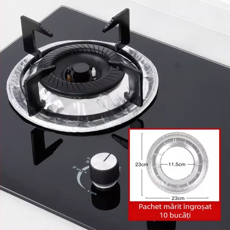 Covoraș protector din folie de aluminiu pentru aragaz, rezistent la ulei, capac circular pentru plita de bucătărie