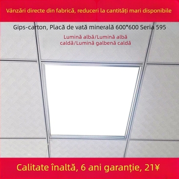 Panou LED încasrat pentru tavan 600×600, panou plat LED cu grilă 60×60, placă din vată minerală și gips, panou de iluminat ingineresc 595