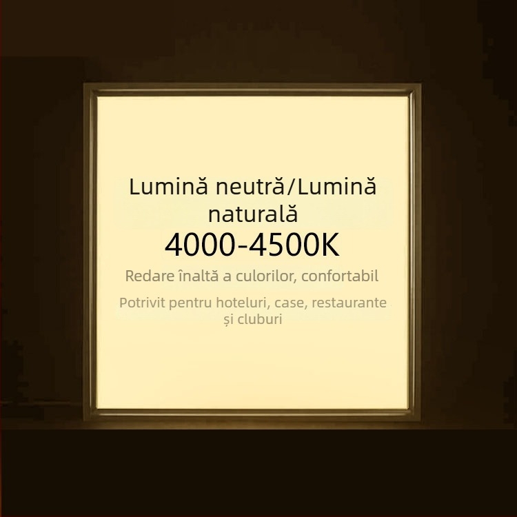 Panou LED încasrat pentru tavan 600×600, panou plat LED cu grilă 60×60, placă din vată minerală și gips, panou de iluminat ingineresc 595
