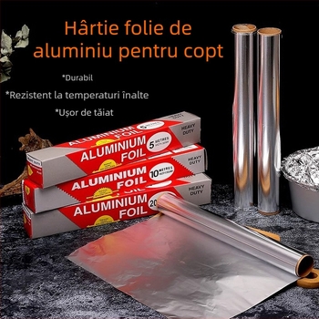 Folie de aluminiu pentru gătit și coacere, 30×10 cm, rezistență la temperaturi înalte, pentru grătar