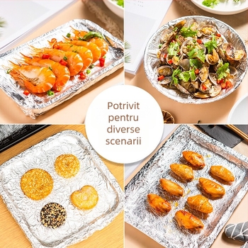 Folie de aluminiu pentru gătit și coacere, 30×10 cm, rezistență la temperaturi înalte, pentru grătar