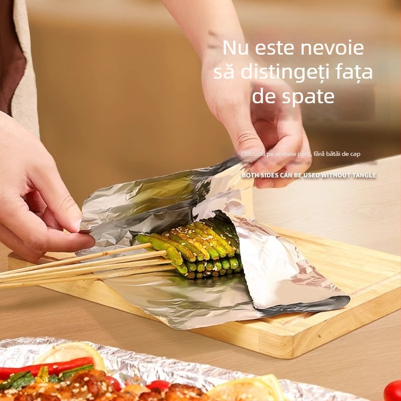 Folie de aluminiu pentru gătit și coacere, 30×10 cm, rezistență la temperaturi înalte, pentru grătar