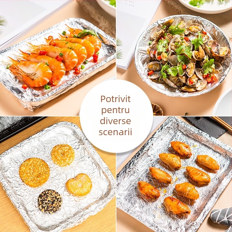 Folie de aluminiu pentru gătit și coacere, 30×10 cm, rezistență la temperaturi înalte, pentru grătar