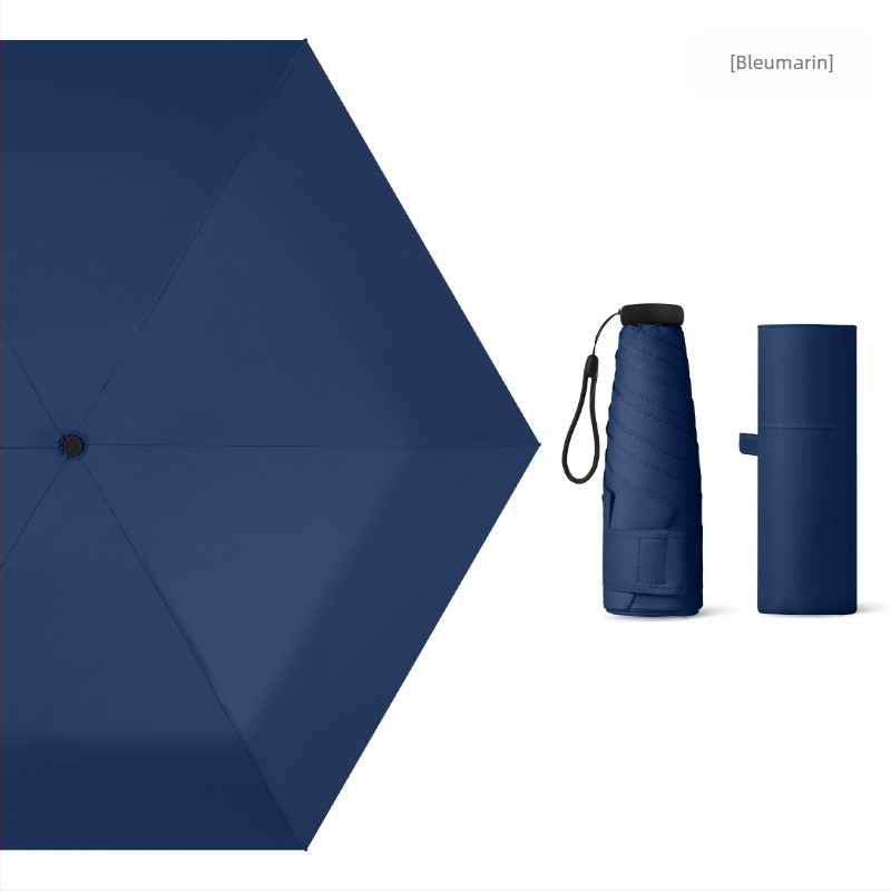 Umbrelă de soare mini ultraușoară, cu cinci secțiuni, protecție UV, dimensiune de buzunar, personalizare logo