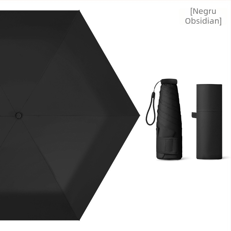 Umbrelă de soare mini ultraușoară, cu cinci secțiuni, protecție UV, dimensiune de buzunar, personalizare logo