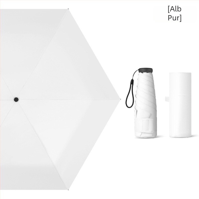 Umbrelă de soare mini ultraușoară, cu cinci secțiuni, protecție UV, dimensiune de buzunar, personalizare logo